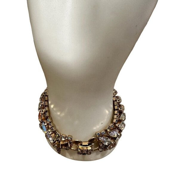 VTG Weiss Bracelet Size 7.5 Double Row Rainbow AB Rhinestones Gold Plated Signed - Picture 7 of 12